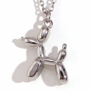 Silver Balloon Dog Pendant Necklace